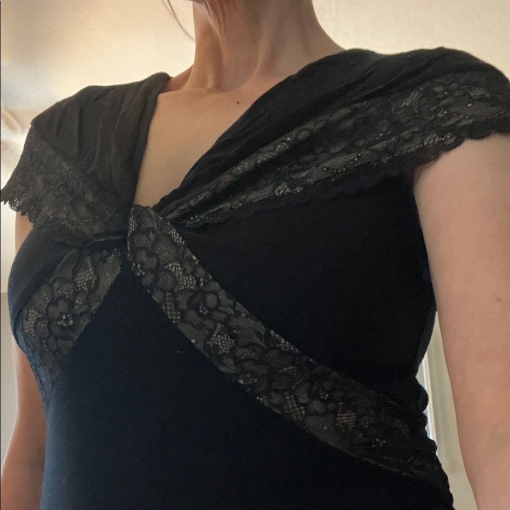 Anthropologie Black Lace Top